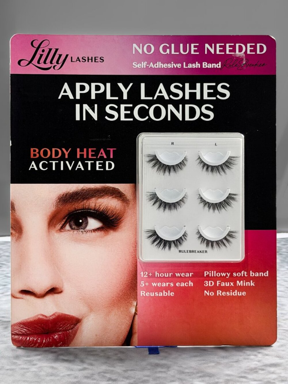 Lilly Lashes Rule Breaker Self Adhesive False Eyelashes 3 Pairs No Glue Required